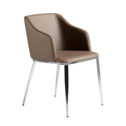 Stylish Brown Leatherette Dining Chair By Angel Cerda