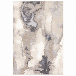 Underfoot Abstract Rug Beige Modern High Low Pile Living Room Bedroom Indoor - thumbnail 2