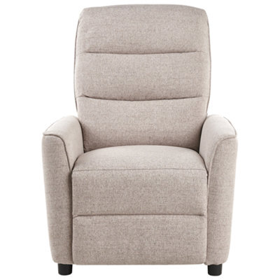 Wyld And Coco Heritage Home Recliner Chair Beige Fabric Manual Push-Back With Integrated Footrest Retro Armchair - image 1