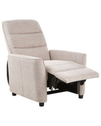 Wyld And Coco Heritage Home Recliner Chair Beige Fabric Manual Push-Back With Integrated Footrest Retro Armchair - thumbnail 3