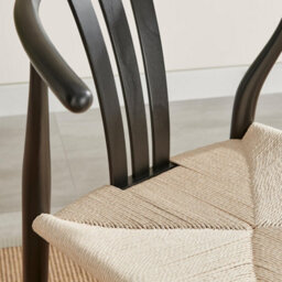 Furniturebox Uk 2X Caia Black Wood & Rope Wishbone Dining Chairs - thumbnail 6