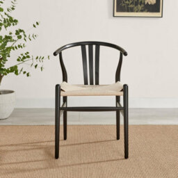 Furniturebox Uk 2X Caia Black Wood & Rope Wishbone Dining Chairs - thumbnail 4