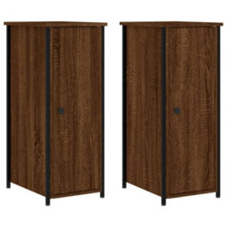 Berkfield Bedside Cabinets 2 Pcs Brown Oak 32X42X80 Cm Engineered Wood - thumbnail 2