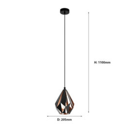 Eglo Carlton 1 Black/copper Single Pendant Light - thumbnail 3