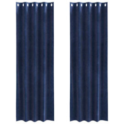 Berkfield Modern Blackout Curtains With Eyelets 2 Pcs Dark Blue Velvet
