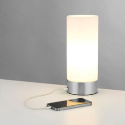 Anson Lighting Frankie Brushed Nickel And Opal Duplex Glass Table Lamp - thumbnail 2