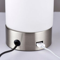 Anson Lighting Frankie Brushed Nickel And Opal Duplex Glass Table Lamp - thumbnail 3