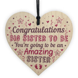 Red Ocean Big Sister To Be Gifts Congratulations Wooden Heart Sign Baby Shower Gifts Mummy To Be Gift For Sister - thumbnail 1