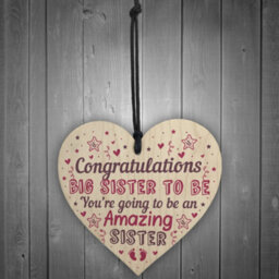 Red Ocean Big Sister To Be Gifts Congratulations Wooden Heart Sign Baby Shower Gifts Mummy To Be Gift For Sister - thumbnail 2