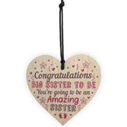 Red Ocean Big Sister To Be Gifts Congratulations Wooden Heart Sign Baby Shower Gifts Mummy To Be Gift For Sister - thumbnail 5