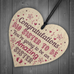 Red Ocean Big Sister To Be Gifts Congratulations Wooden Heart Sign Baby Shower Gifts Mummy To Be Gift For Sister - thumbnail 6