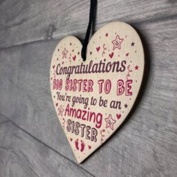 Red Ocean Big Sister To Be Gifts Congratulations Wooden Heart Sign Baby Shower Gifts Mummy To Be Gift For Sister - thumbnail 7