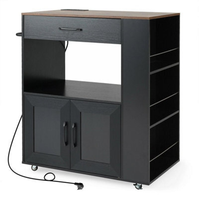 Rolling Kitchen Island Mobile Kitchen Cart Table With Charging Station Open Cube - image 1
