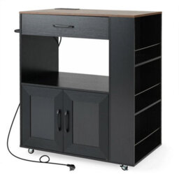 Rolling Kitchen Island Mobile Kitchen Cart Table With Charging Station Open Cube - thumbnail 1