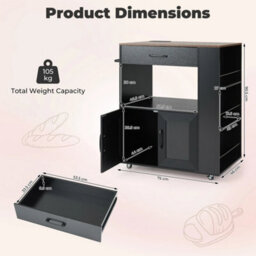 Rolling Kitchen Island Mobile Kitchen Cart Table With Charging Station Open Cube - thumbnail 2