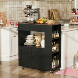 Rolling Kitchen Island Mobile Kitchen Cart Table With Charging Station Open Cube - thumbnail 6