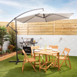 Alfresia Grey 3M Garden Cantilever Parasol, Garden Umbrella With Crank Handle & Tilt - thumbnail 3