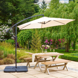 Alfresia Grey 3M Garden Cantilever Parasol, Garden Umbrella With Crank Handle & Tilt - thumbnail 2