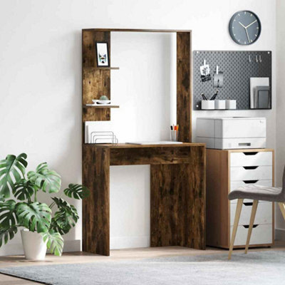 Berkfield Smoked Oak Computer Desk Smoked Oak Engineered Wood Standard - image 1