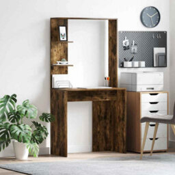 Berkfield Smoked Oak Computer Desk Smoked Oak Engineered Wood Standard - thumbnail 1