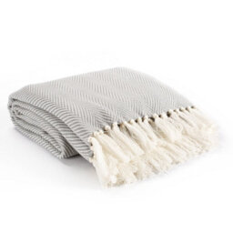 Ehc Herringbone Lightweight Soft Warm Wool  Feel Acrylic Throw Blanket  - Pearl Blue