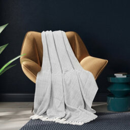 Ehc Herringbone Lightweight Soft Warm Wool  Feel Acrylic Throw Blanket  - Pearl Blue - thumbnail 2
