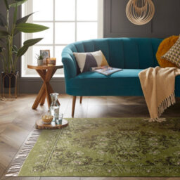 Kew 120X170Cm Olive Antique Printed Rug With Tassel - thumbnail 5