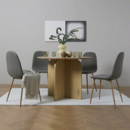 Asteria Dining Chairs Set Of 2 Upholstered Linen Fabric Dark Grey Wood Legs - thumbnail 3