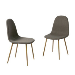 Asteria Dining Chairs Set Of 2 Upholstered Linen Fabric Dark Grey Wood Legs - thumbnail 7