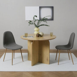 Asteria Dining Chairs Set Of 2 Upholstered Linen Fabric Dark Grey Wood Legs