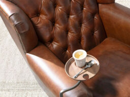 Angel Cerda Elegant Cognac Brown Leather Chester Armchair For Modern Living Spaces - thumbnail 4