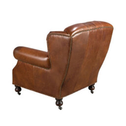 Angel Cerda Elegant Cognac Brown Leather Chester Armchair For Modern Living Spaces - thumbnail 5