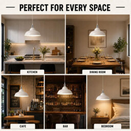 Ledsone Industrial Style Pendant Light Chandelier Flush Mount  White And Chrome Ceiling Light With Shade - thumbnail 8