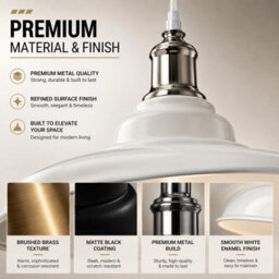 Ledsone Industrial Style Pendant Light Chandelier Flush Mount  White And Chrome Ceiling Light With Shade - thumbnail 7