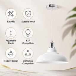 Ledsone Industrial Style Pendant Light Chandelier Flush Mount  White And Chrome Ceiling Light With Shade - thumbnail 6