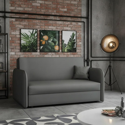 Sofa Viva Loft Iii With Sleeping Function And Storage Chipboard Metal Legs Wooden Frame 145Cm Width Grey - image 1