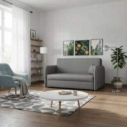Sofa Viva Loft Iii With Sleeping Function And Storage Chipboard Metal Legs Wooden Frame 145Cm Width Grey - thumbnail 2