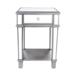 Elegant Mirrored Glass Bedside Table Nighstand Side Table Cabinet Drawer & Shelf - thumbnail 5