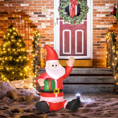 Homcom 4Ft Lighted Inflatable Santa Claus With Gift Box Christmas Outdoor - image 1