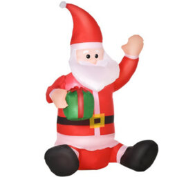 Homcom 4Ft Lighted Inflatable Santa Claus With Gift Box Christmas Outdoor - thumbnail 2