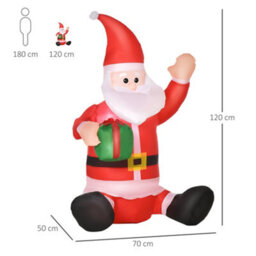Homcom 4Ft Lighted Inflatable Santa Claus With Gift Box Christmas Outdoor - thumbnail 3