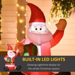 Homcom 4Ft Lighted Inflatable Santa Claus With Gift Box Christmas Outdoor - thumbnail 4