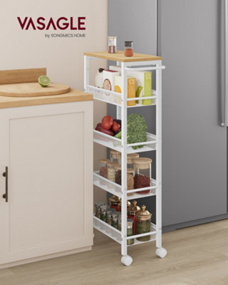 LEDREM 5-Tier Trolley, Space-Saving Kitchen Cart With Castors, 22 Cm Deep, Steel Frame, Handle, Trolley For Small Spaces - image 1