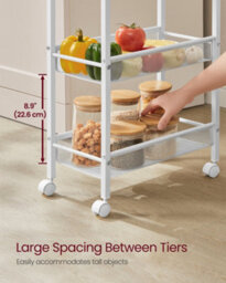 LEDREM 5-Tier Trolley, Space-Saving Kitchen Cart With Castors, 22 Cm Deep, Steel Frame, Handle, Trolley For Small Spaces - thumbnail 6