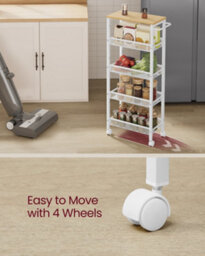 LEDREM 5-Tier Trolley, Space-Saving Kitchen Cart With Castors, 22 Cm Deep, Steel Frame, Handle, Trolley For Small Spaces - thumbnail 8