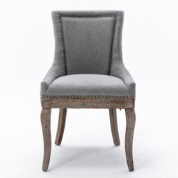 HomeTouch Set Of 4 Luxe Upholstered Dining Chairs, Plush Comfort Kitchen Chairs With Vintage Nailhead Trim & Premium Oak Wood Legs Grey - thumbnail 7