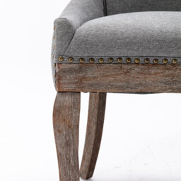 HomeTouch Set Of 4 Luxe Upholstered Dining Chairs, Plush Comfort Kitchen Chairs With Vintage Nailhead Trim & Premium Oak Wood Legs Grey - thumbnail 9