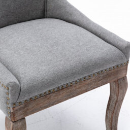 HomeTouch Set Of 4 Luxe Upholstered Dining Chairs, Plush Comfort Kitchen Chairs With Vintage Nailhead Trim & Premium Oak Wood Legs Grey - thumbnail 8