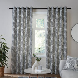 Fusion Matteo 100% Cotton Light Filtering Pair Of Black Eyelet Curtains