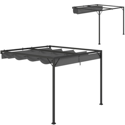 Matteo 3X3M Grey Retractable Sliding Canopy Pergola - Uv & Rain Resistant Garden Shade - image 1